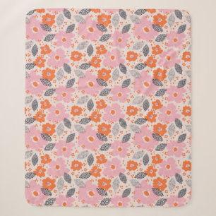 Couverture Sherpa Rétro motif floral mignon