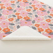 Couverture Sherpa Rétro motif floral mignon (3/4)