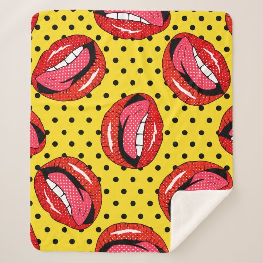 Couverture Sherpa Retro Pop Art : Badges de patchs de dessin (Devant)