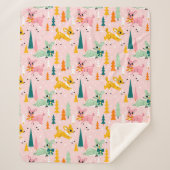 Couverture Sherpa Retro Reindeer Wonderland Motif de vacances (Devant)