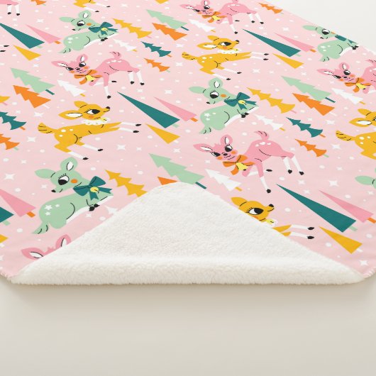 Couverture Sherpa Retro Reindeer Wonderland Motif de vacances (3/4)