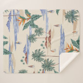 Couverture Sherpa Retro seamless tropical island pattern on light be (Devant (Horizontal))