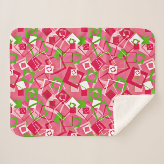 Couverture Sherpa Retro Squares Pattern (Devant (Horizontal))