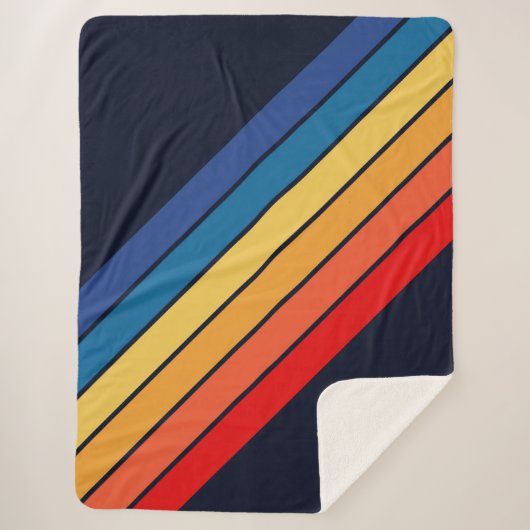 Couverture Sherpa Retro Stripes Lignes élégantes les années 70 80s D (Devant)