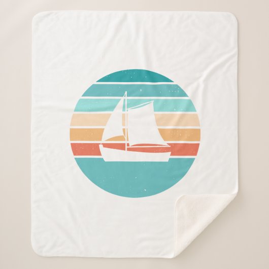 Couverture Sherpa Retro Sunset Effet Perdu + Voilier (Devant)