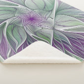 Couverture Sherpa Rêve de fleurs, Abstrait violet vert Fractal Art (3/4)