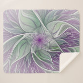 Couverture Sherpa Rêve de fleurs, Abstrait violet vert Fractal Art (Devant (Horizontal))