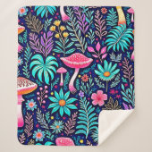 Couverture Sherpa Rêve de forêt de champignons psychédélique néon (Devant)