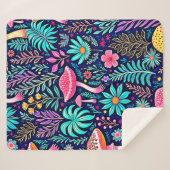 Couverture Sherpa Rêve de forêt de champignons psychédélique néon (Devant (Horizontal))