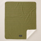 Couverture Sherpa Revêtement vert olive rayé - Ajouter des initiales (Devant)