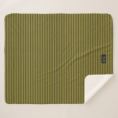 Couverture Sherpa Revêtement vert olive rayé - Ajouter des initiales (Devant (Horizontal))