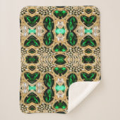 Couverture Sherpa rhinocéros vert émeraude à l'or de luxe (Devant)