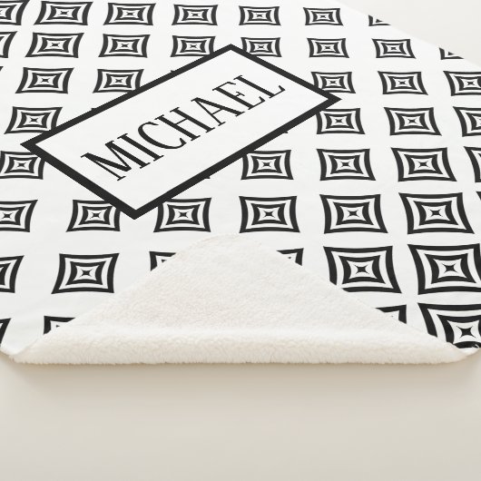 Couverture Sherpa Rhomboïde noir monogramme (3/4)