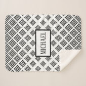 Couverture Sherpa Rhomboïde noir monogramme (Devant (Horizontal))