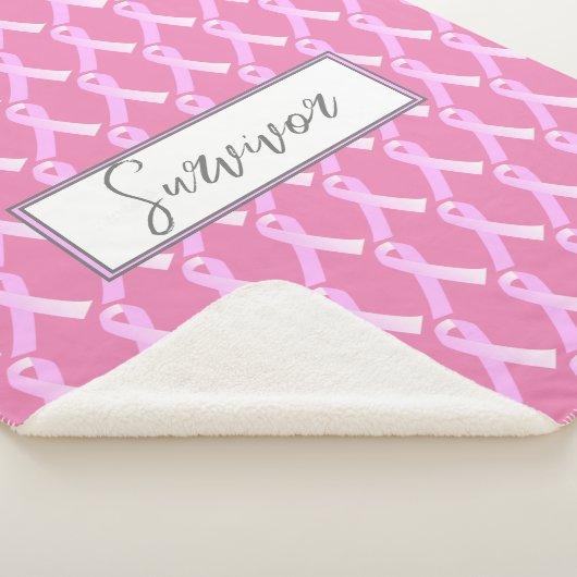 Couverture Sherpa Ribbon rose Cancer du sein Survivant Sherpa Blanke (3/4)