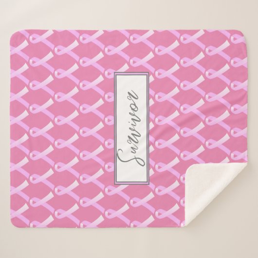 Couverture Sherpa Ribbon rose Cancer du sein Survivant Sherpa Blanke (Devant (Horizontal))