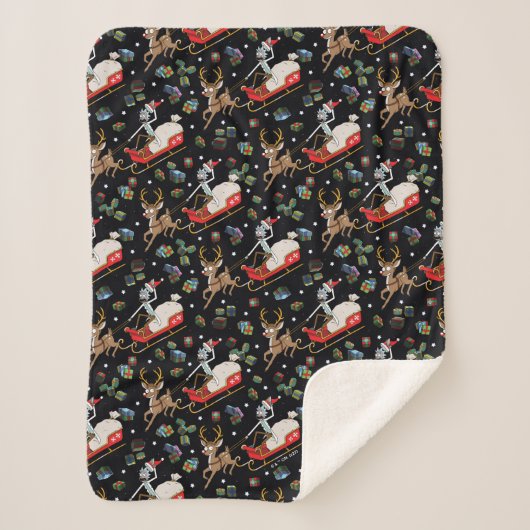Couverture Sherpa Rick and Morty | Christmas Reindeer Sleigh Pattern (Devant)