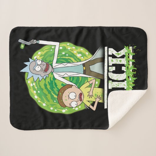 Couverture Sherpa RICK ET MORTY™ | Éclat vert (Devant (Horizontal))