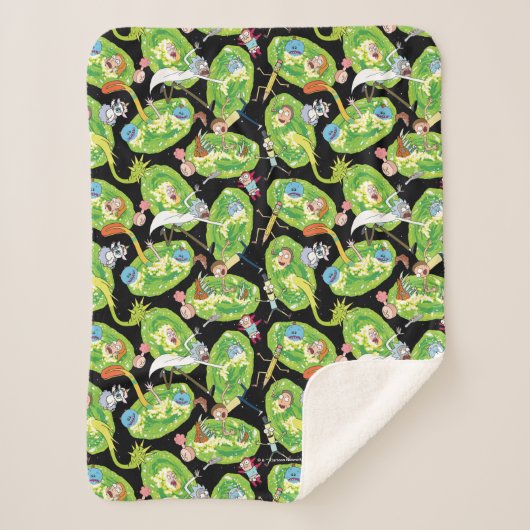 Couverture Sherpa RICK ET MORTY™ | Motif de portails en panne (Devant)