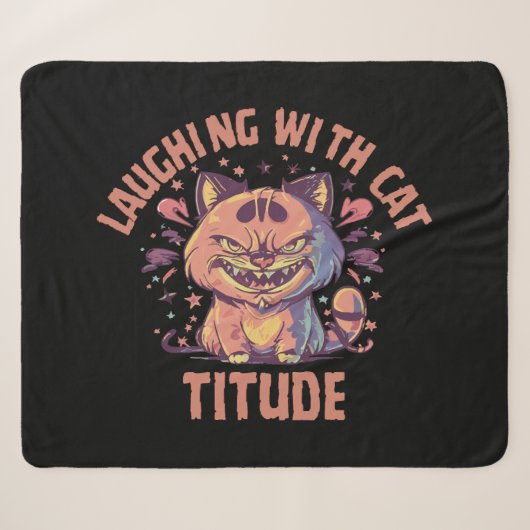 Couverture Sherpa Rire avec une attitude de chat (Devant (Horizontal))