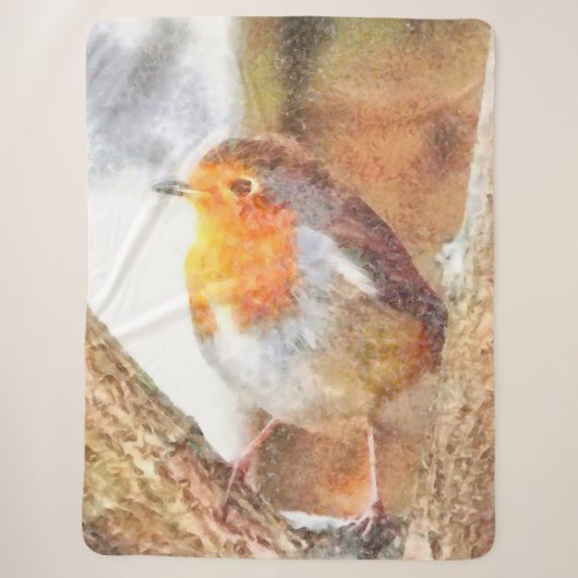 Couverture Sherpa Robin Artistique Redsein Perché (Devant)