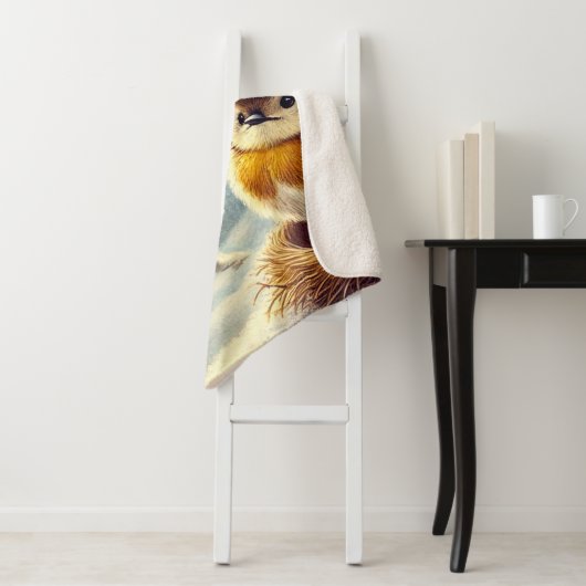 Couverture Sherpa Robins mignons, Noël gelé (En situation)