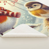 Couverture Sherpa Robins mignons, Noël gelé (3/4)