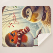 Couverture Sherpa Robins mignons, Noël gelé (Devant (Horizontal))