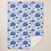 Couverture Sherpa Rococo Blue Floral Elégance (Devant)