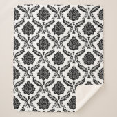 Couverture Sherpa Rococo Damask Pattern Black on White (Devant)