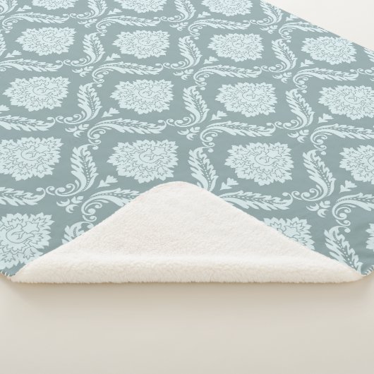 Couverture Sherpa Rococo Damask Pattern Duck Egg Blue+Teal (3/4)