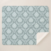 Couverture Sherpa Rococo Damask Pattern Duck Egg Blue+Teal (Devant (Horizontal))