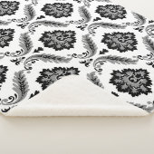 Couverture Sherpa Rococo Damask Pattern Grey Black White (3/4)