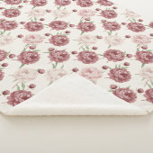Couverture Sherpa Romantic Blush & Burgundy Peony Floral Pattern (3/4)