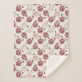 Couverture Sherpa Romantic Blush & Burgundy Peony Floral Pattern (Devant)