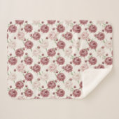 Couverture Sherpa Romantic Blush & Burgundy Peony Floral Pattern (Devant (Horizontal))