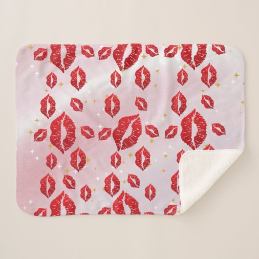 Couverture Sherpa Romantic chic luxe red lips (Devant (Horizontal))