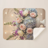 Couverture Sherpa Romantic Hydrangea and Rose Bouquet (Devant (Horizontal))