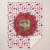Couverture Sherpa Romantic Red Dark Pink Roses Photo Border (Devant)