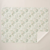 Couverture Sherpa Romantique blush roses blanches rayures florales   (Devant (Horizontal))