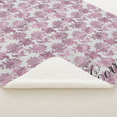Couverture Sherpa Romantique Bourgogne Rouge Argent Floral (3/4)