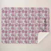 Couverture Sherpa Romantique Bourgogne Rouge Argent Floral (Devant (Horizontal))