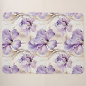 Couverture Sherpa Romantique violet Iris Floral (Devant (Horizontal))