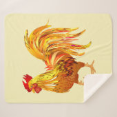 Couverture Sherpa Rooster d'or Poulet de la ferme Animal Oiseaux Art (Devant (Horizontal))