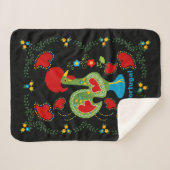 Couverture Sherpa Rooster portugais de la chance en vert (Devant (Horizontal))