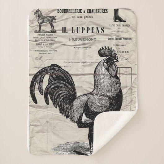 Couverture Sherpa Rooster vintage (Devant)