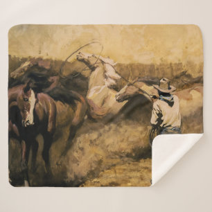 Couverture Sherpa “Roping Palomino” Art western par Maynard Dixon