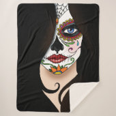 Couverture Sherpa Rosa Sugar Skull Portrait (Devant)