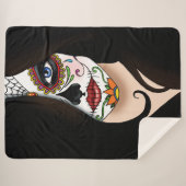 Couverture Sherpa Rosa Sugar Skull Portrait (Devant (Horizontal))