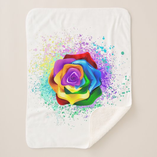 Couverture Sherpa Rose arc-en-ciel coloré (Devant)